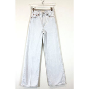 Levis Womens Ribcage Wide Leg High Rise Jeans Size 26 Light Wash Cotton Premium